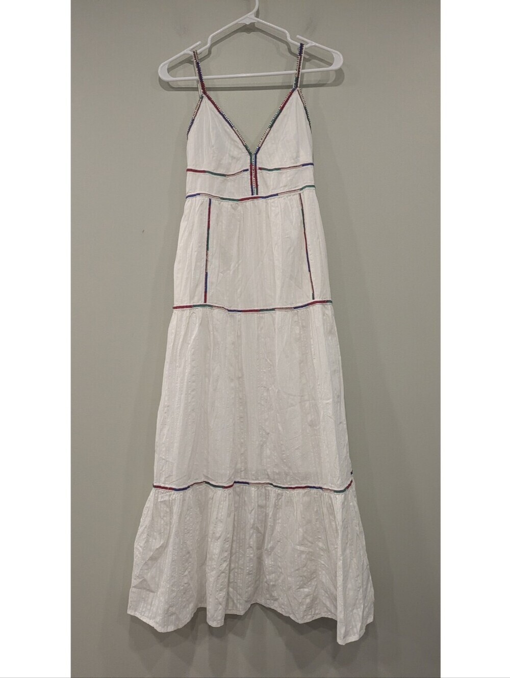 Caroline Constas Beaded Straps Tiered Skirt Dress Size Small